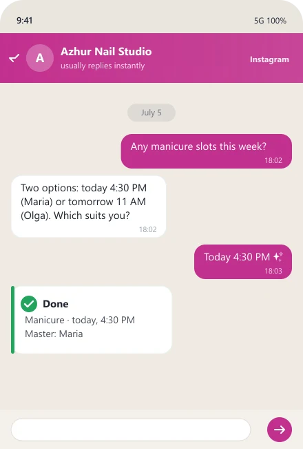 AI beauty salon bot chat example 2