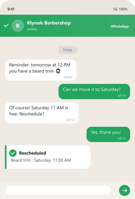 AI beauty salon bot chat example 4
