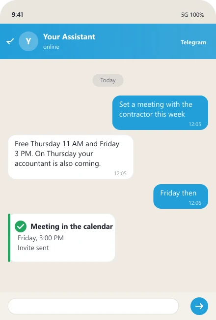 Assistant finds a slot and puts the meeting in the executive calendar