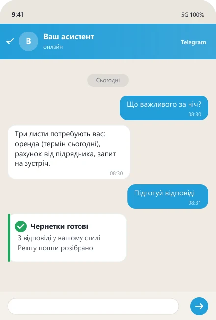 ШІ-секретар розбирає пошту за ніч і готує чернетки відповідей керівнику