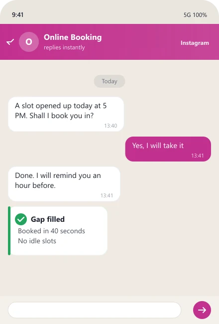 Bot fills a freed gap in the schedule in 40 seconds