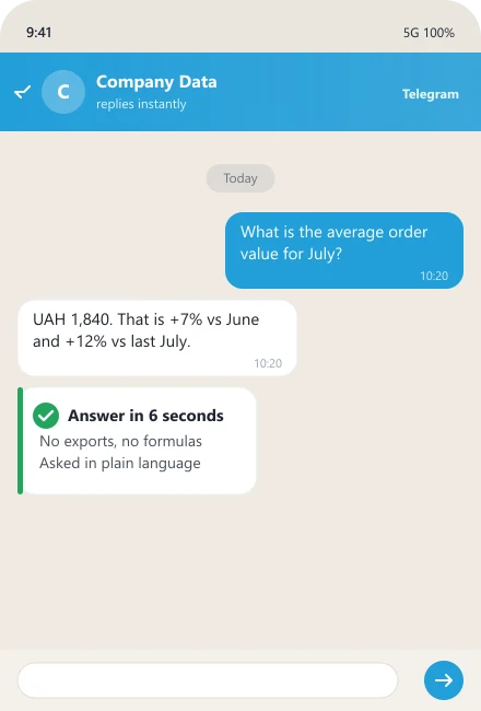 Average order value answered in seconds — analytics via chat