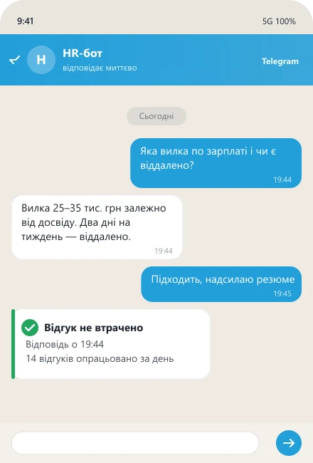 Бот відповідає кандидату про вилку зарплати ввечері — відгук не втрачено