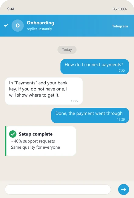 Bot helps connect payments during onboarding