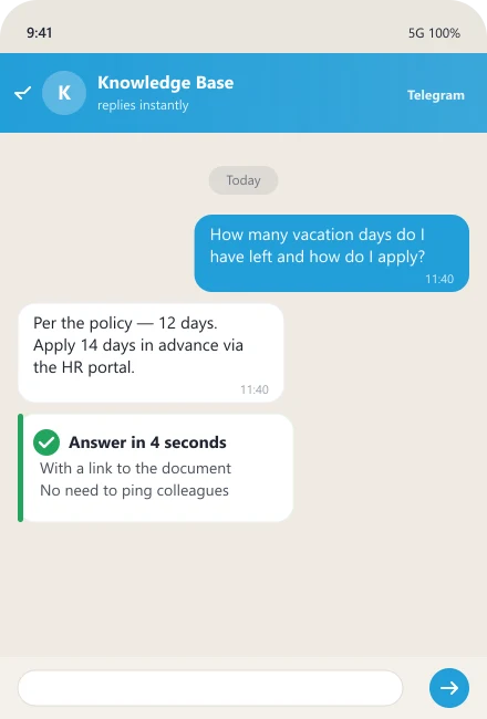 AI answers an employee vacation question straight from company policy